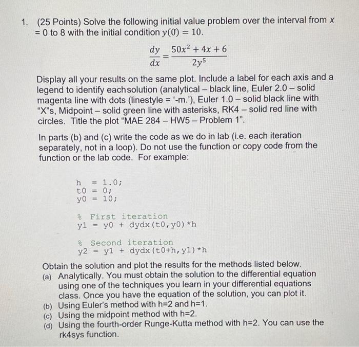 Solved 1. (25 Points) Solve The Following Initial Value | Chegg.com