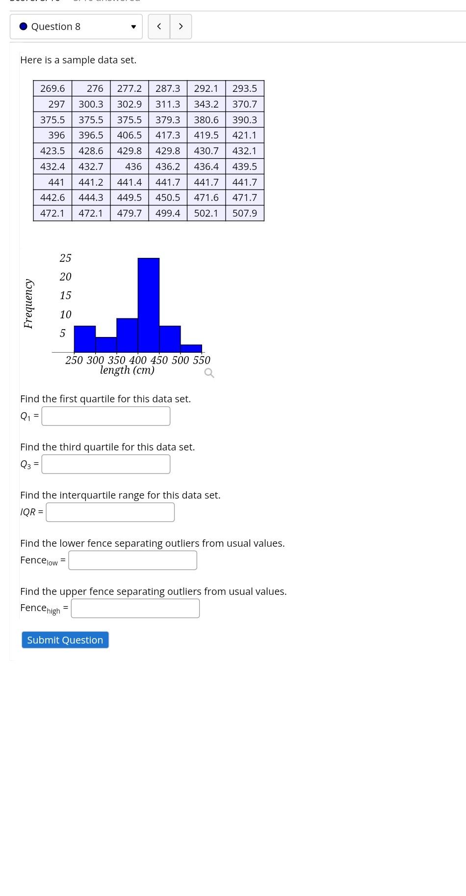 Solved Here is a sample data set. Find the first quartile | Chegg.com