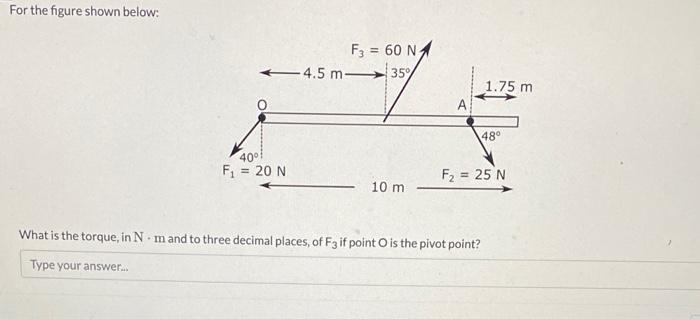 Solved For the figure shown below: What is the torque, in N | Chegg.com