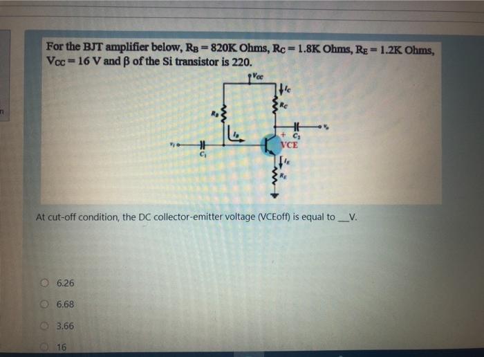 Solved For The Bjt Amplifier Below Rg 0k Ohms Rc Chegg Com