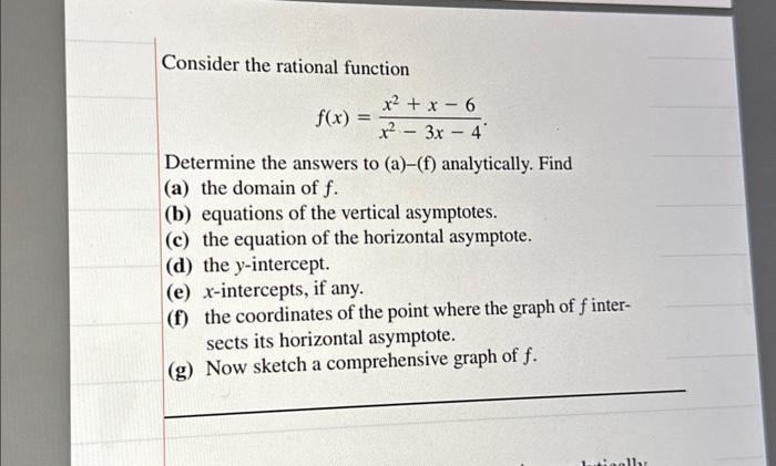 Solved Consider The Rational Function F X X2−3x−4x2 X−6