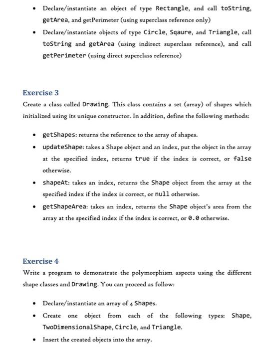 Solved Exercise 1 Consider the 7 classes provided with this | Chegg.com