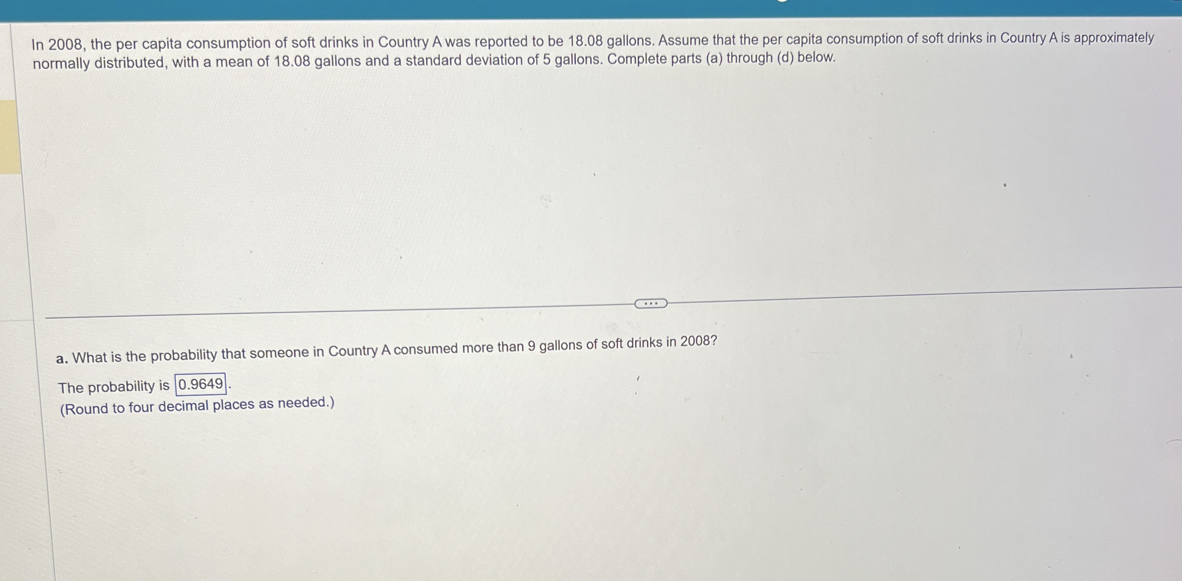 Solved In 2008, ﻿the per capita consumption of soft drinks