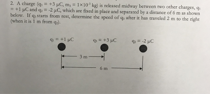 Solved 2 A Charge Q 3 Pc M 1x103 Kg Is Released Chegg Com