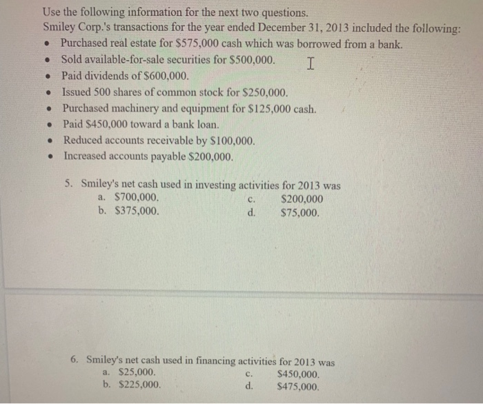 Solved Use the following information for the next two | Chegg.com