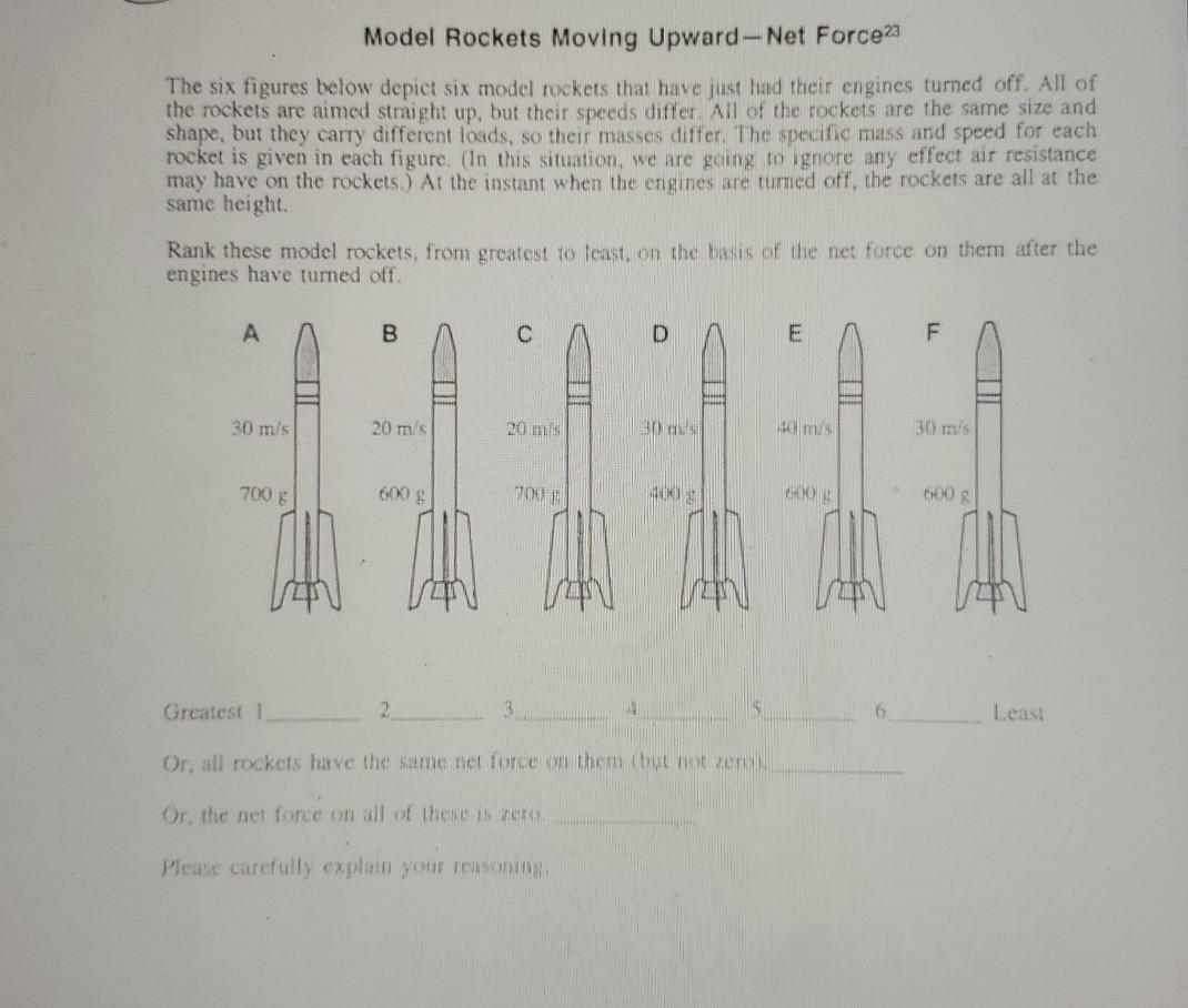 Solved Model Rockets Moving Force23 The six