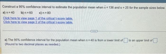 Solved Construct a 95% confidence interval to estimate the | Chegg.com