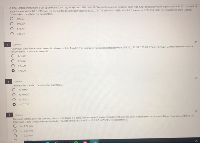 Solved A Total Station Instrument is set up on Point A and | Chegg.com