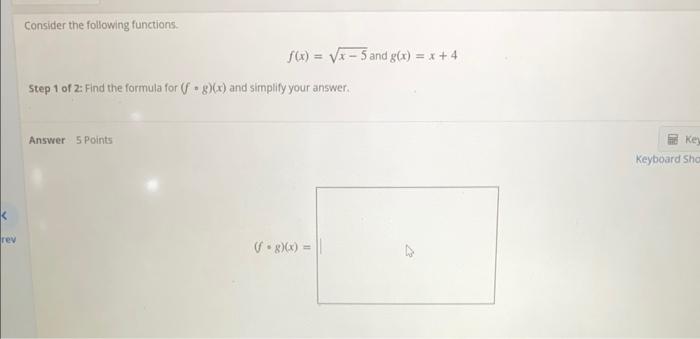 Solved Consider the following functions. f(x)=x−5 and | Chegg.com