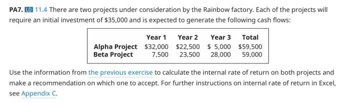 Solved PAZ. .0 11.4 There are two projects under | Chegg.com