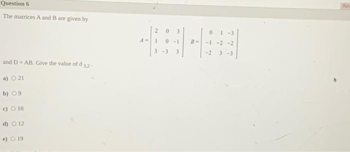 Solved Question 5 Given: 32 -5-5 4 - 3 31 - 1-4 -13-23 DA - | Chegg.com