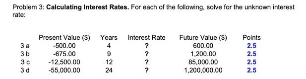 Solved Problem 3: Calculating Interest Rates. For each of | Chegg.com