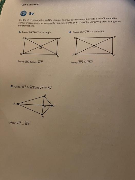 Solved Use The Given Information And The Diagram To Prove | Chegg.com