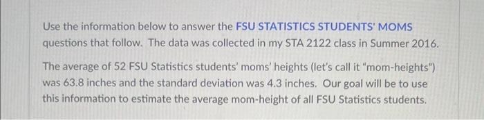 Solved Use the information below to answer the FSU | Chegg.com
