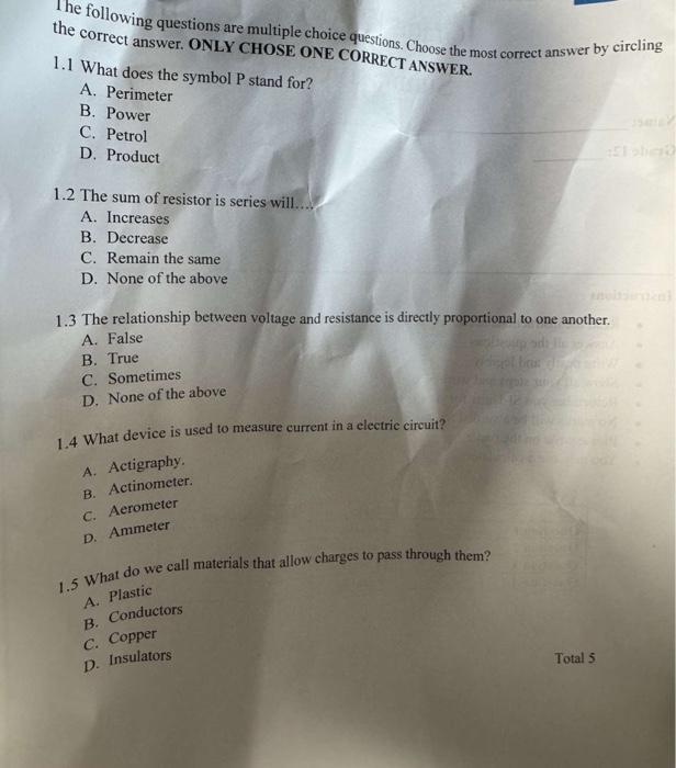 Solved The following questions are multiple choice | Chegg.com