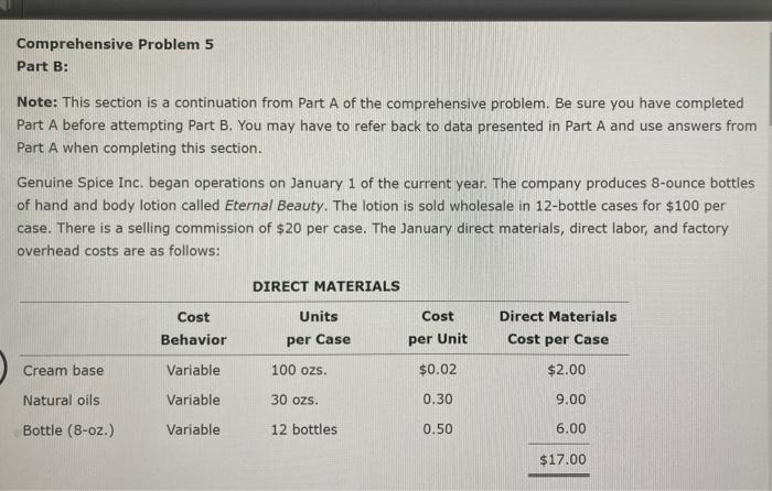 Solved Comprehensive Problem 5 Part B: Note: This section is | Chegg.com