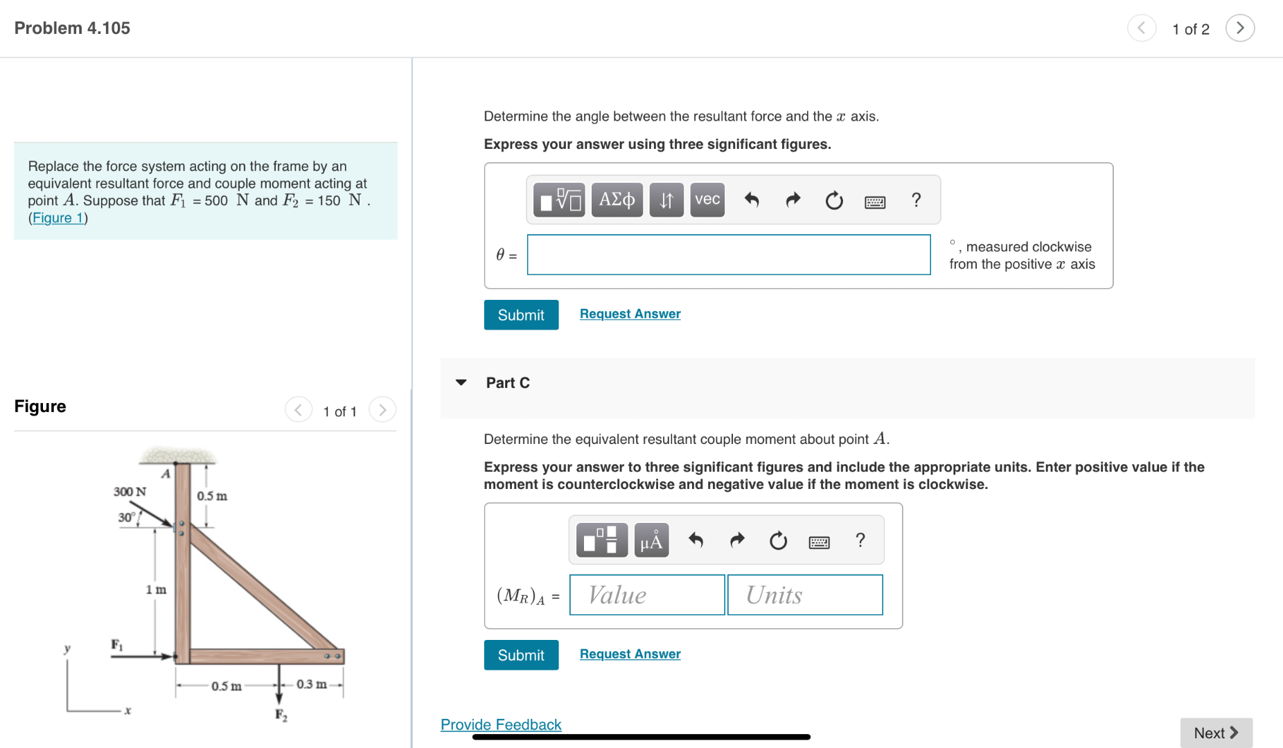 Solved Determine the angle between the resultant force and | Chegg.com