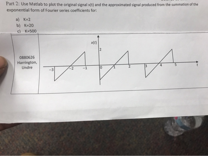 Solved Part 2: Use Matlab to plot the original signal x(t) | Chegg.com