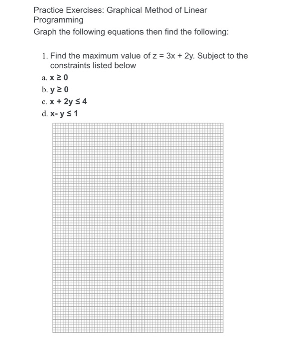 Solved Practice Exercises: Graphical Method of Linear | Chegg.com
