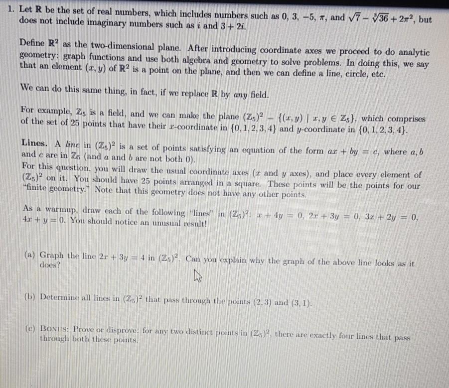 Solved 1. Let R be the set of real numbers, which includes | Chegg.com