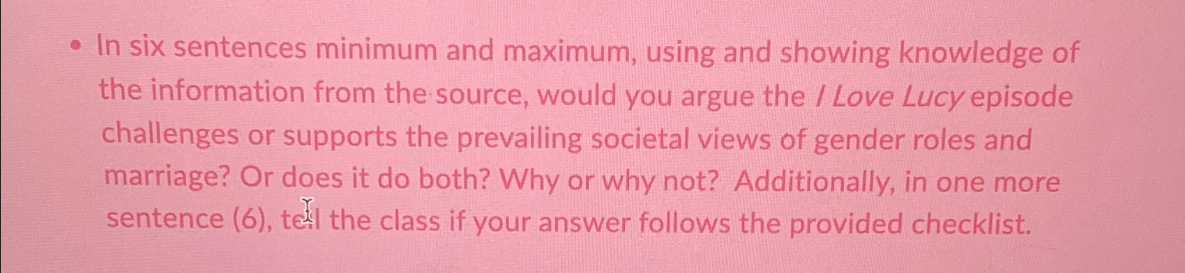Solved In six sentences minimum and maximum, using and | Chegg.com