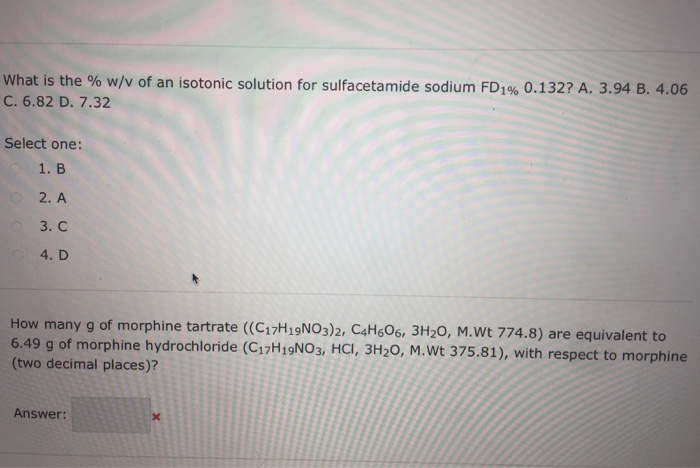 Solved What Is The W V Of An Isotonic Solution For Chegg Com