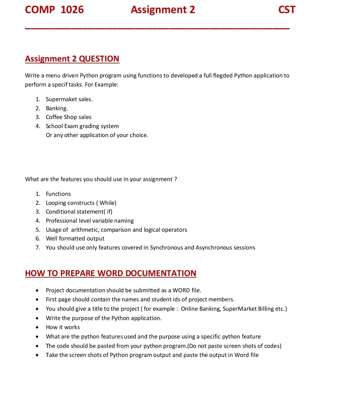 Solved COMP 1026 Assignment 2 CST Assignment 2 SUBMISSION | Chegg.com