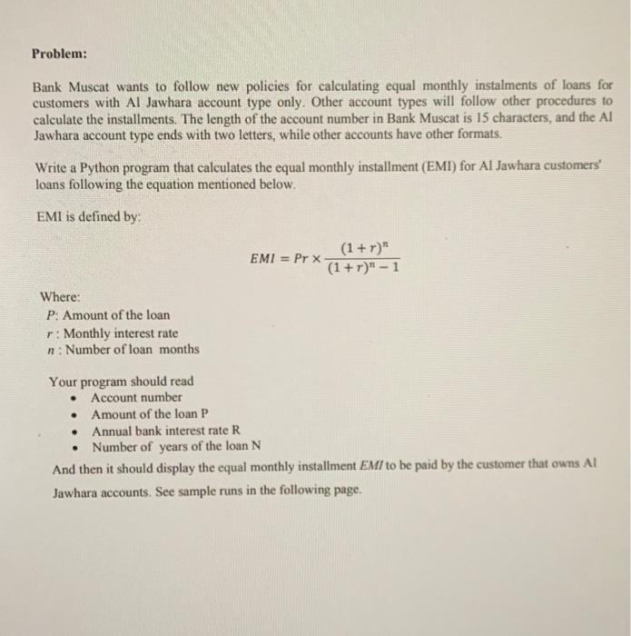 Solved Problem Bank Muscat wants to follow new policies for