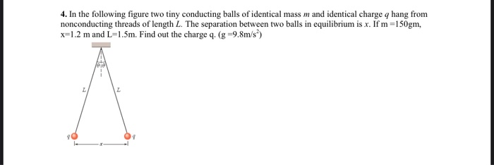 Solved 4. In the following figure two tiny conducting balls | Chegg.com