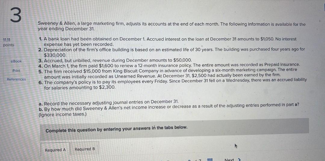 Solved 3 Sweeney & Allen, a large marketing firm, adjusts | Chegg.com