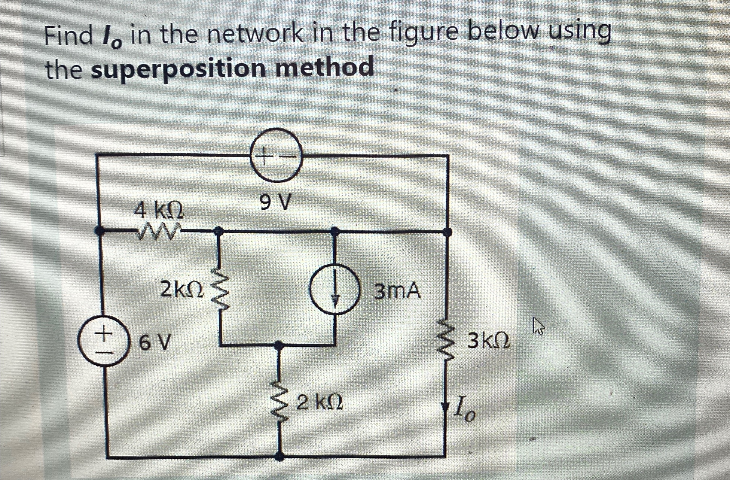 Solved Find I0 ﻿in the network in the figure below using the | Chegg.com
