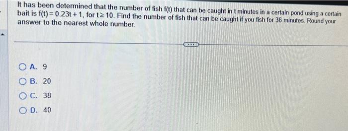 Solved It has been determined that the number of fish f(t) | Chegg.com