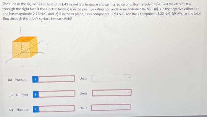 Solved The Cube In The Figure Has Edge Length \\( 1.43 | Chegg.com ...