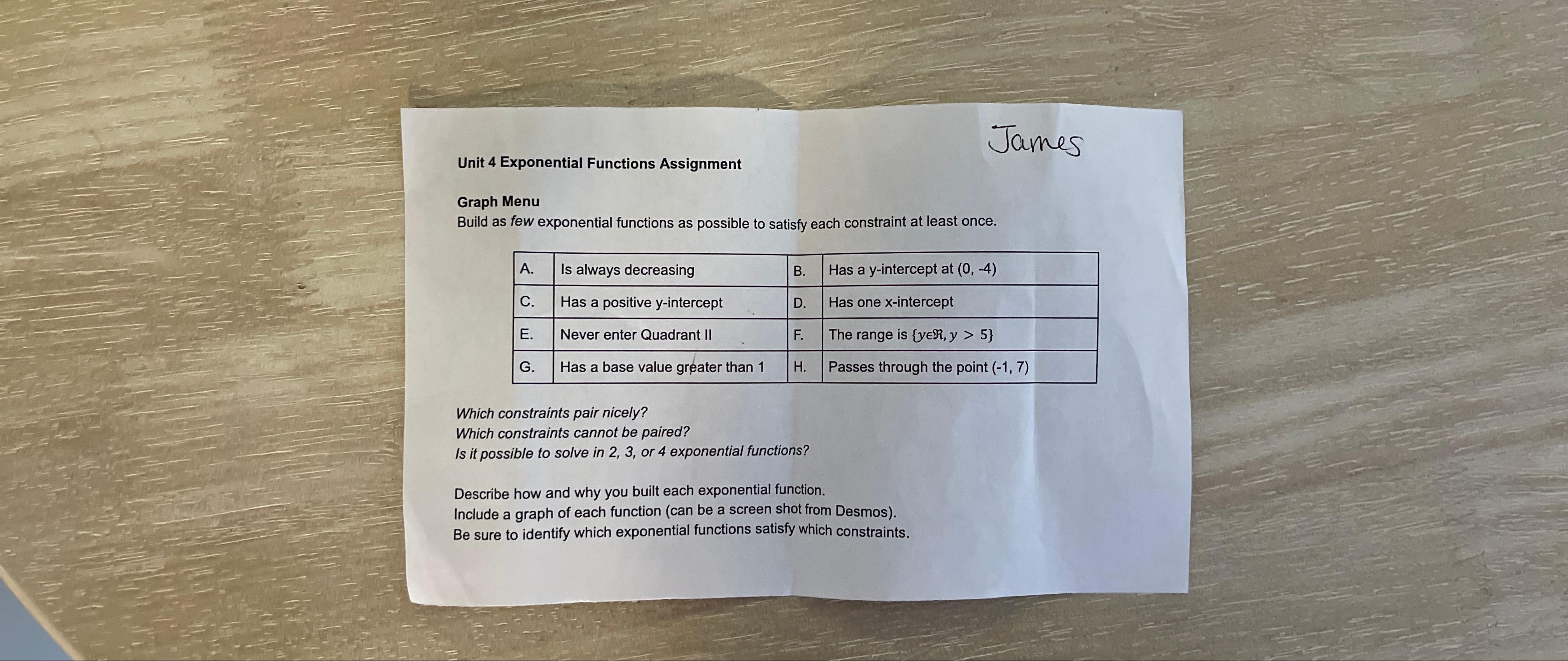Solved unit 4 exponential functions assignmentjamesgraph chegg