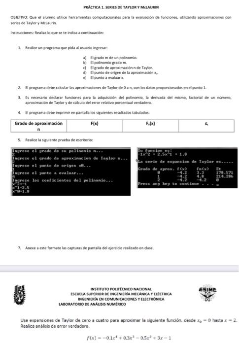 OBJeTIvo: Que el alumno utilice herramientas computacionsles para la evaluabion de funciones, utilishodo aprouimaciones con s