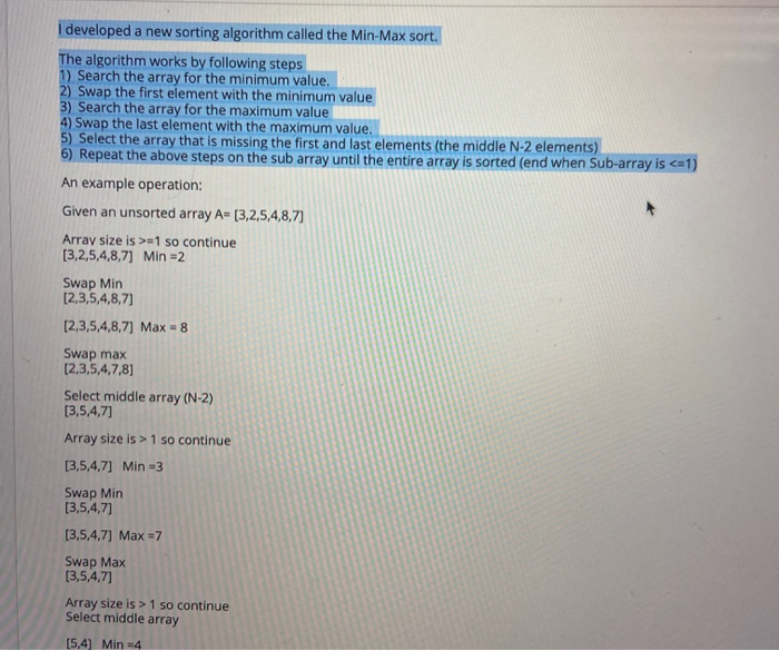 Solved I developed a new sorting algorithm called the | Chegg.com