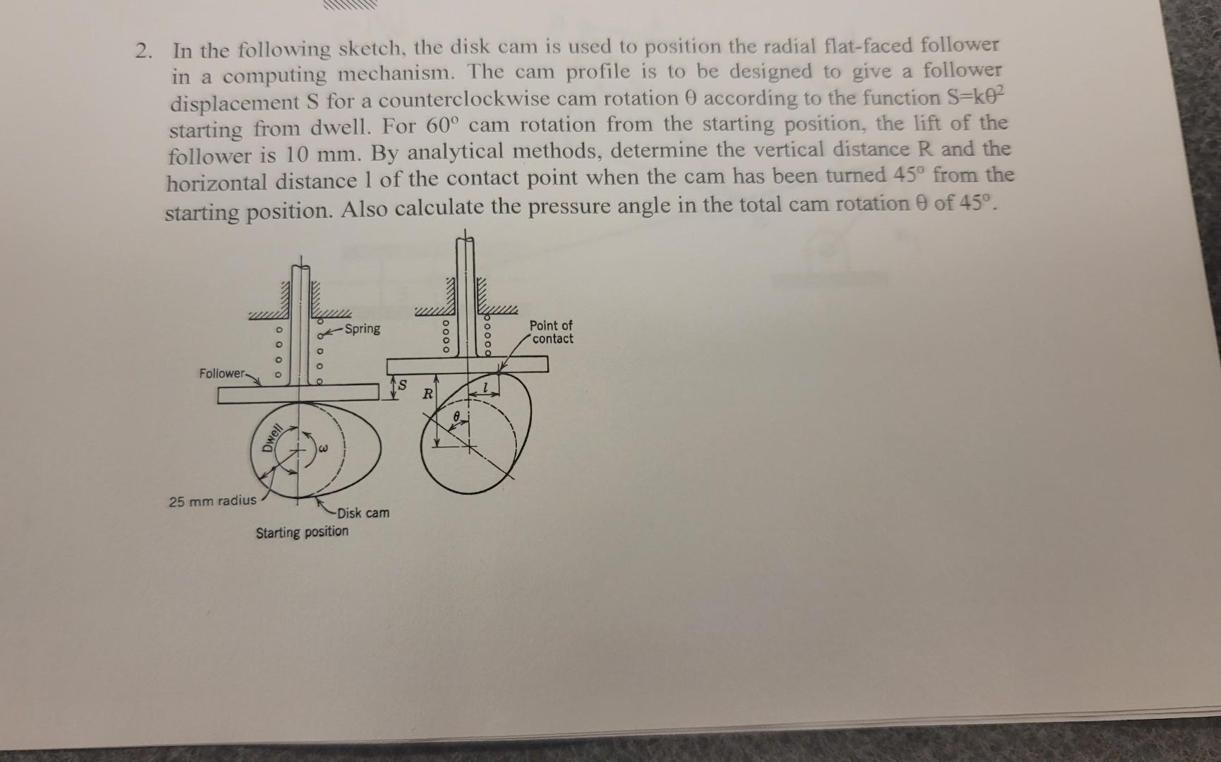 Disc Cam Example Solved 2. In the following sketch, the disk cam is used to | Chegg.com
