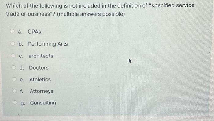 Solved Which of the following is not included in the | Chegg.com