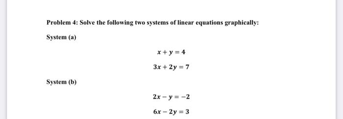 Solved Problem 4: Solve the following two systems of linear | Chegg.com