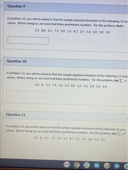 Solved In problem 12, you will be asked to find the sample | Chegg.com