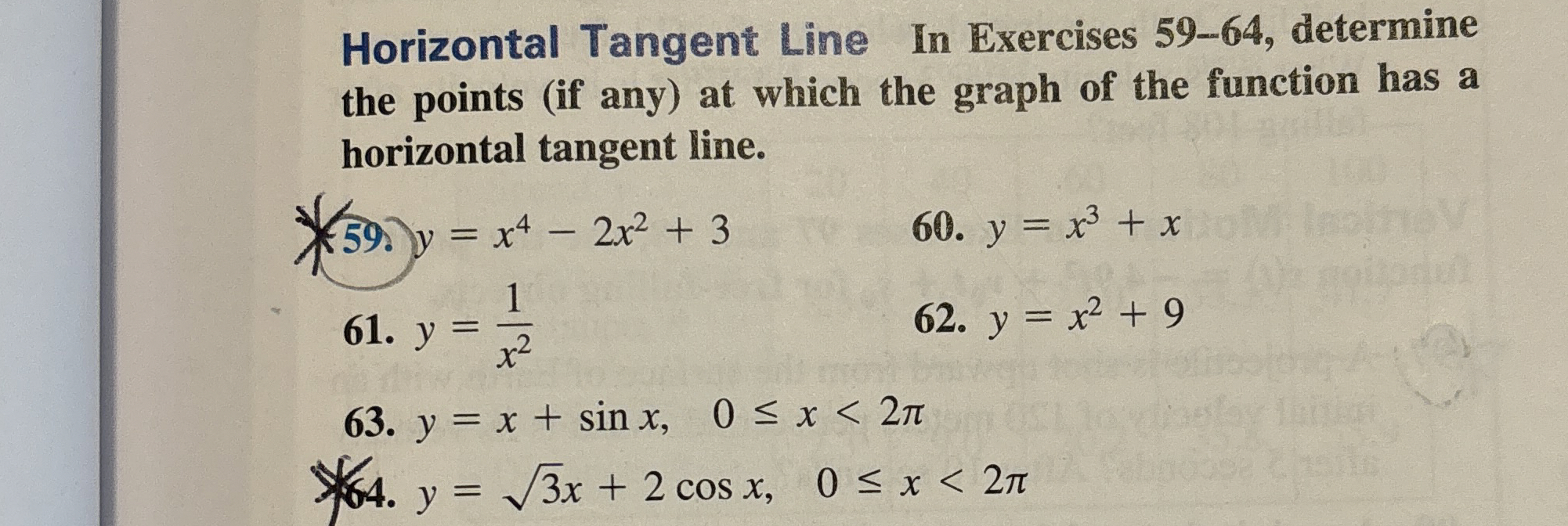 Solved Answer number 64. ﻿Horizontal Tangent Line In | Chegg.com