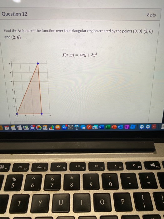 Solved Question 12 8 pts Find the Volume of the function | Chegg.com