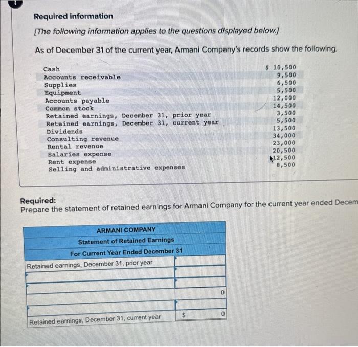 Solved Required: Prepare the income statement for Armani | Chegg.com