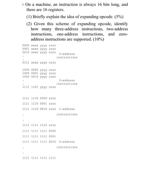 Solved 7. On a machine, an instruction is always 16 bits | Chegg.com