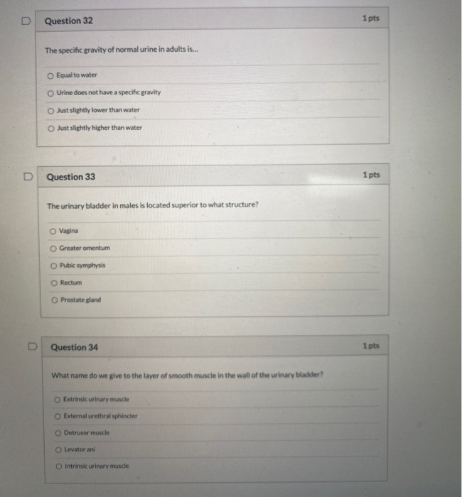 Solved Question 32 1 pts The specific gravity of normal | Chegg.com