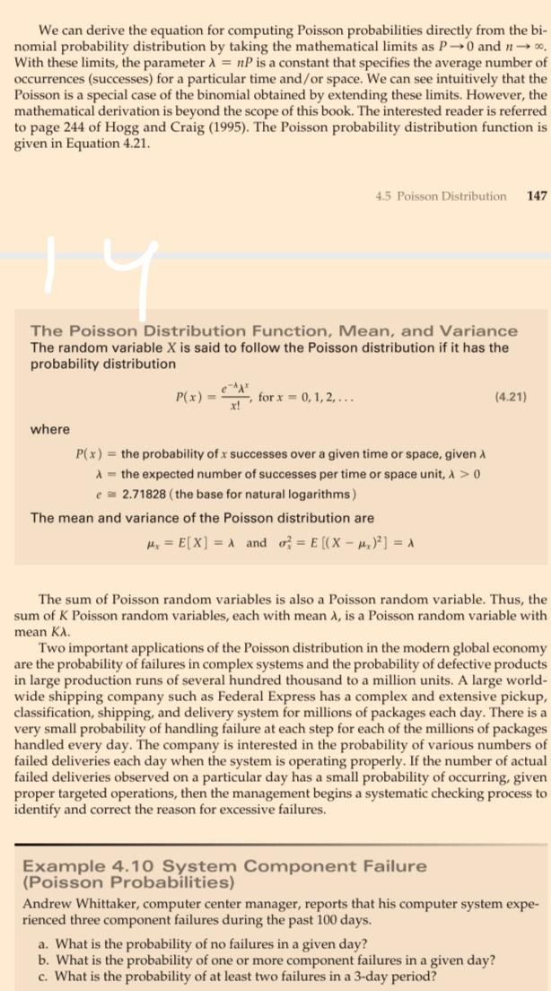Solved We can derive the equation for computing Poisson | Chegg.com