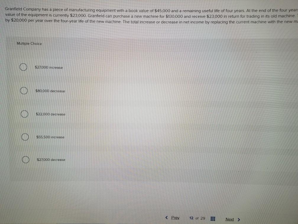 Solved Granfield Company has a piece of manufacturing