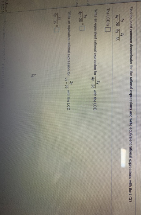 Solved Find the least common denominator for the rational | Chegg.com