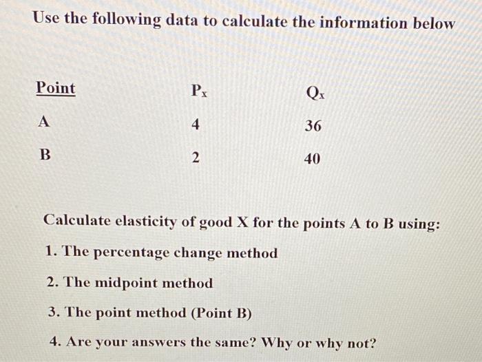 Solved Use the following data to calculate the information | Chegg.com