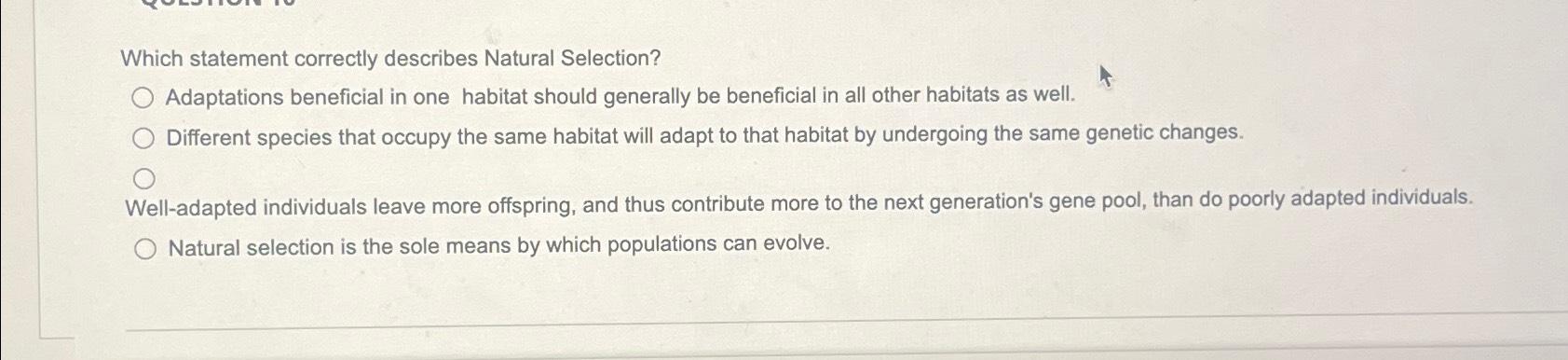 Solved Which statement correctly describes Natural | Chegg.com